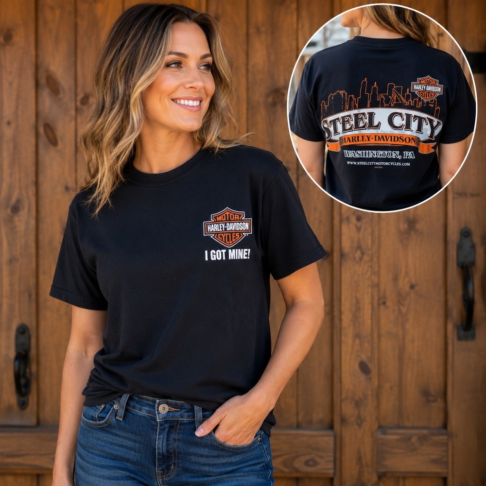 Harley-Davidson Steel City Washington PA Graphic T-Shirt Black Womens Medium